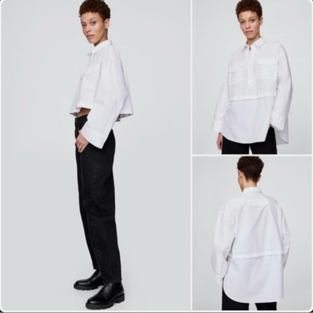 NWT HFR x GAP harlem fashion row white versatile shirt short / long roomy crisp